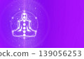 Purple background with white meditation yoga and chakra design | Right margin copy space included - Sacred geometry design Purple background with white meditation yoga and chakra design | Right margin copy space included - Sacred geometry design 139056253