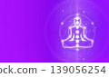 Purple background with white meditation yoga and chakra design | Left margin copy space included - Sacred geometry design Purple background with white meditation yoga and chakra design | Left margin copy space included - Sacred geometry design 139056254