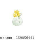 Illustration of a single flower in a vase and a daffodil 139056441