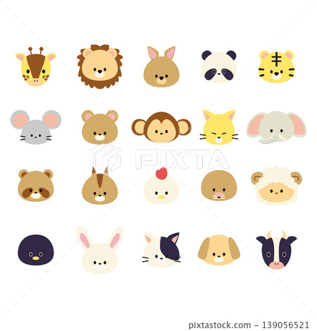 A set of cute animal faces A set of cute animal faces 139056521