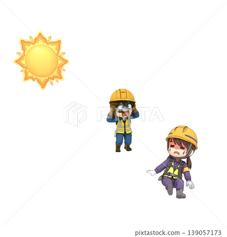 A construction worker collapses from heatstroke at a construction site in the summer, and the site manager is shocked. A construction worker collapses from heatstroke at a construction site in the summer, and the site manager is shocked. 139057173