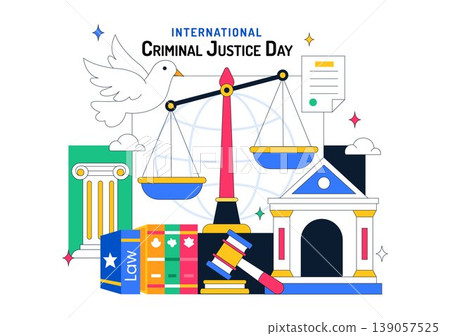 International Criminal Justice Day Illustration Law And Justice Concept With Court Building Scales Of Justice Gavel And Legal System Symbol Design 139057525
