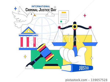 International Criminal Justice Day Illustration Law And Justice Concept With Court Building Scales Of Justice Gavel And Legal System Symbol Design 139057528