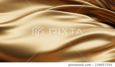 Luxury gold fabric with elegant waves background 3D render Luxury gold fabric with elegant waves background 3D render 139057703