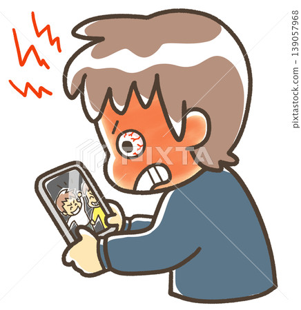 People who are furious after watching videos on their smartphones People who are furious after watching videos on their smartphones 139057968
