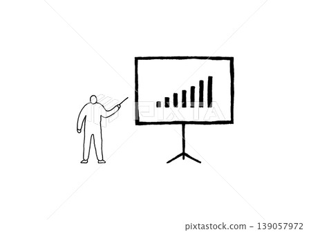 A hand-drawn illustration (line drawing) of a presenter holding a conductor's baton, standing slightly to the left of the screen. A hand-drawn illustration (line drawing) of a presenter holding a conductor's baton, standing slightly to the left of the screen. 139057972