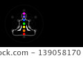 Spiritual background material featuring a 7-color chakra arrangement and meditative energy | Right margin text space Spiritual background material featuring a 7-color chakra arrangement and meditative energy | Right margin text space 139058170
