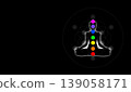 Spiritual background material featuring a 7-color chakra arrangement and meditative energy | Left margin text space Spiritual background material featuring a 7-color chakra arrangement and meditative energy | Left margin text space 139058171