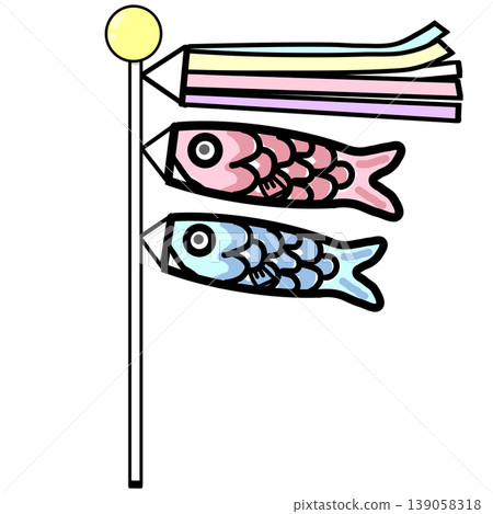 Simple carp streamer in watercolor style Simple carp streamer in watercolor style 139058318