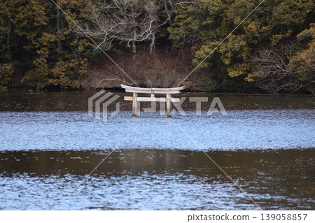 A tourist attraction in Koka City: the submerged torii gate at Benten Pond, located in the "Nasaka Oikeji Nature Park". A tourist attraction in Koka City: the submerged torii gate at Benten Pond, located in the "Nasaka Oikeji Nature Park". 139058857