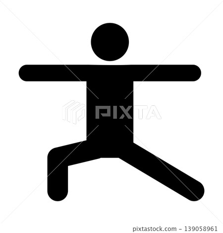 Monochrome icon of a person in a yoga warrior pose (strength, focus, success, silhouette, vector material) Monochrome icon of a person in a yoga warrior pose (strength, focus, success, silhouette, vector material) 139058961