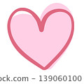 Illustration of pink heart with pink outline for sticker, tattoo, fabric print, decorations, clip art, love logo, icon, Valentine's Day, card, sign, symbol, February, pin, pimple patch, brooch 139060100
