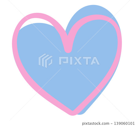 Illustration of blue heart with pink outline for sticker, tattoo, fabric print, decorations, clip art, love logo, icon, Valentine's Day, card, sign, symbol, February, pin, pimple patch, brooch Illustration of blue heart with pink outline for sticker, tattoo, fabric print, decorations, clip art, love logo, icon, Valentine's Day, card, sign, symbol, February, pin, pimple patch, brooch 139060101