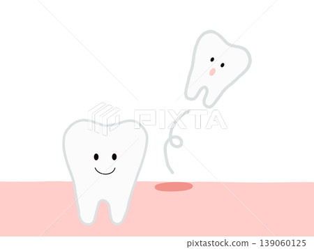 Children's tooth replacement: A character depicting the moment a baby tooth falls out. 139060125