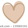 Illustration of brown heart with brown outline for sticker, tattoo, fabric print, decorations, clip art, love logo, icon, Valentine's Day, card, sign, symbol, February, pin, pimple patch, brooch 139060181
