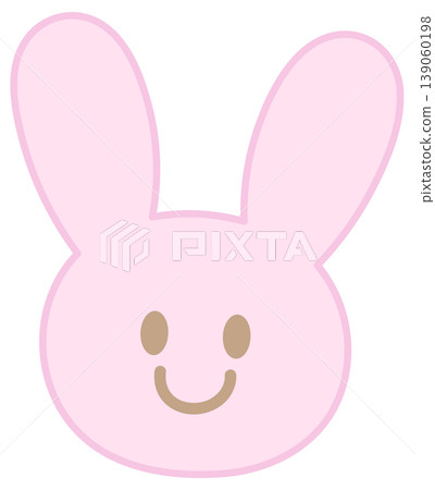 Illustration of pink bunny head shape for plush toy, kid doll, childhood, youth, department store, animal, sticker, rabbit cartoon, comic, mascot, happy easter, sticker, patch, mood, feeling, emotion 139060198