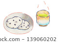 Illustration of bean paste mochi and green tea 139060202