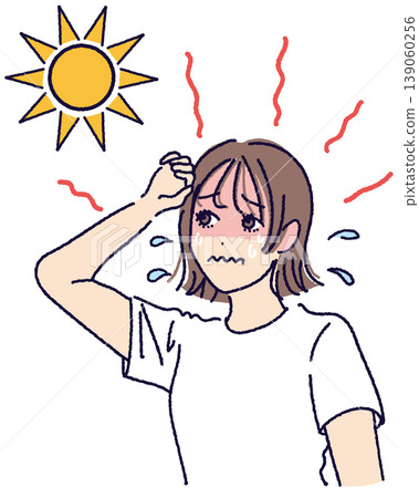 一幅描繪女子瀕臨中暑的插圖(極度高溫、中暑、紫外線) 一幅描繪女子瀕臨中暑的插圖(極度高溫、中暑、紫外線) 139060256