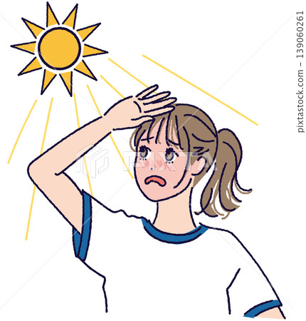 一名身穿運動服的女學生即將中暑。 139060261