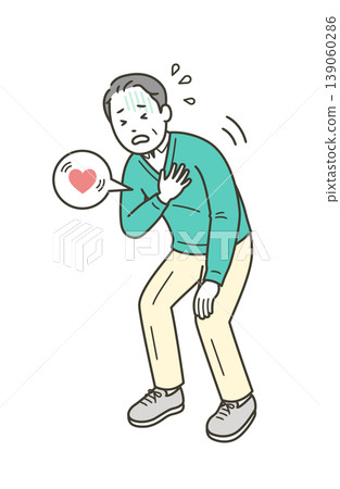 一名中年男子摀著胸口,似乎因心悸而感到疼痛。 一名中年男子摀著胸口,似乎因心悸而感到疼痛。 139060286