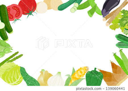 各種蔬菜的邊框插圖 各種蔬菜的邊框插圖 139060441
