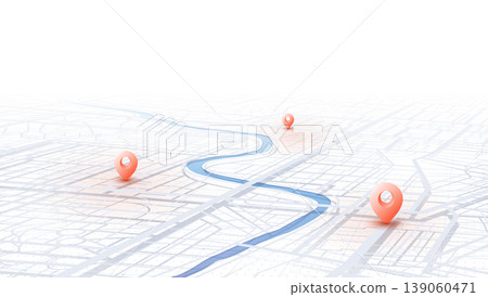 GPS navigation to pins and multiple markers on route. City map featuring directional signs, an intended goal point. Abstract plan highlights POI city streets. Vector illustration with designated route GPS navigation to pins and multiple markers on route. City map featuring directional signs, an intended goal point. Abstract plan highlights POI city streets. Vector illustration with designated route 139060471