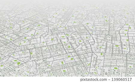 Perspective view city map with river and green parks. Vector illustration. Perspective view city map with river and green parks. Vector illustration. 139060517