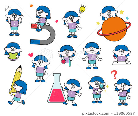 Cute girl illustration set (science) 139060587