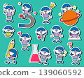 Cute girl illustration set (science) - with border 139060592