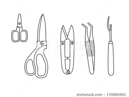 縫紉與手工藝工具線稿插畫組 139060902