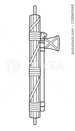 Fasces, a bound bundle of wooden rods, with an axe. Ancient Roman symbol of absolute power to punish subjects. Also a symbol of suppression, oppression, and to keep each one to stay in line. Vector Fasces, a bound bundle of wooden rods, with an axe. Ancient Roman symbol of absolute power to punish subjects. Also a symbol of suppression, oppression, and to keep each one to stay in line. Vector 139060948