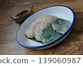 Steamed Chives Dumplings with Bamboo Shoots and Sweet Soy Dipping Sauce 139060987