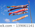 Colorful carp streamers swimming in the blue sky | A scene from Children's Day 139061141
