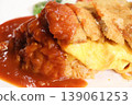 Western-style food, set meals, eating out, restaurants, meat spaghetti, omelet rice, pork cutlet, demi-glace sauce 139061253