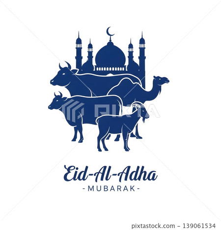 Holy Eid Al Adha Celebration Sacrificial Animals Mosque Holy Eid Al Adha Celebration Sacrificial Animals Mosque 139061534