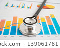 Stethoscope on spreadsheet and graph paper, Finance, Account, Statistics, Investment, Analytic research data economy and Business company. 139061781