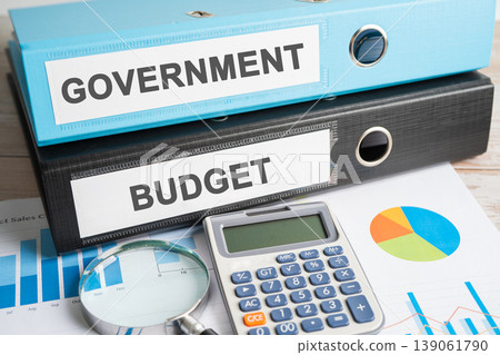 Government, BUDGET. Binder data finance report business with graph analysis in office. 139061790