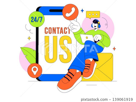 Contact Us Illustration Customer Support Featuring Twenty Four Seven Hours Service Hotline Email Communication And Online Help Desk Assistance Design Contact Us Illustration Customer Support Featuring Twenty Four Seven Hours Service Hotline Email Communication And Online Help Desk Assistance Design 139061919