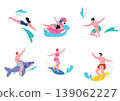 Illustration set of people playing in the sea 139062227