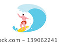 Illustration of a man surfing in the ocean 139062241
