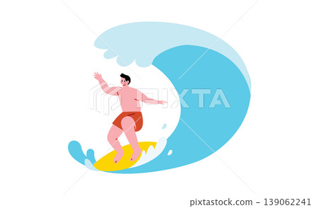 一幅男子在海中衝浪的插圖 一幅男子在海中衝浪的插圖 139062241