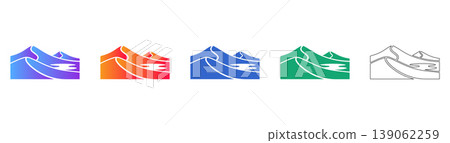 Desert Dune Landscape Icons Set icon set 139062259
