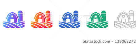 Agricultural Farm and Silo Vector Icon Set icon set 139062278