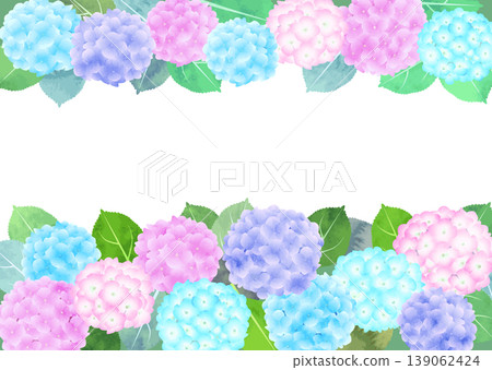 Watercolor-style hydrangea frame - colorful Watercolor-style hydrangea frame - colorful 139062424