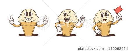 A Playful Set Of Ice Cream Characters With Fun Gestures Cartoon Vector Illustration 139062454