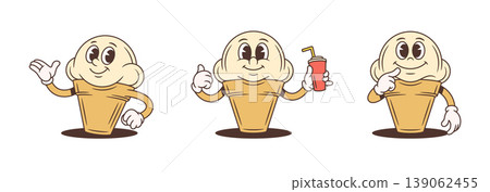 A Friendly Set Of Ice Cream Characters With Poses Cartoon Vector Illustration A Friendly Set Of Ice Cream Characters With Poses Cartoon Vector Illustration 139062455