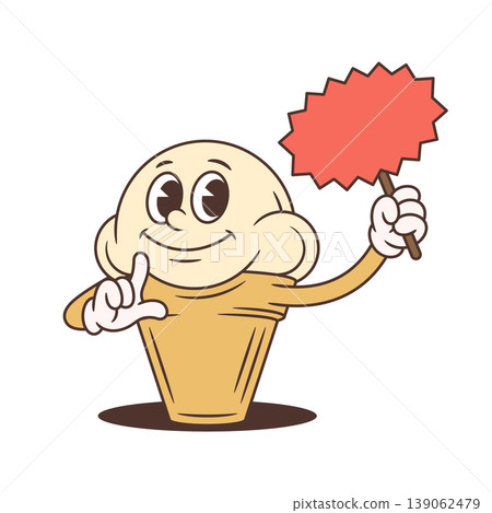 Ice Cream Character With A Secret Holding A Sign Cartoon Vector Illustration 139062479