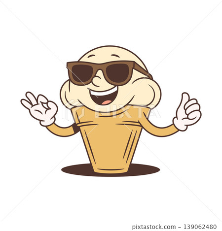 Cool Ice Cream Character In Sunglasses Gesturing Ok Cartoon Vector Illustration Cool Ice Cream Character In Sunglasses Gesturing Ok Cartoon Vector Illustration 139062480