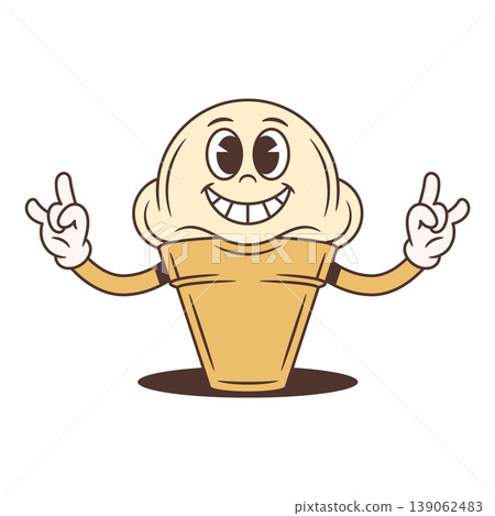 Cool Ice Cream Character Rocks On With Horns Sign Cartoon Vector Illustration Cool Ice Cream Character Rocks On With Horns Sign Cartoon Vector Illustration 139062483