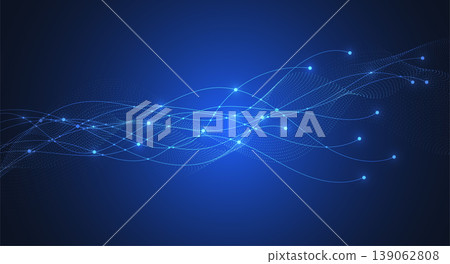 Abstract modern big data design background with flowing particles. Digital future technology communication concept. Vector illustration Abstract modern big data design background with flowing particles. Digital future technology communication concept. Vector illustration 139062808